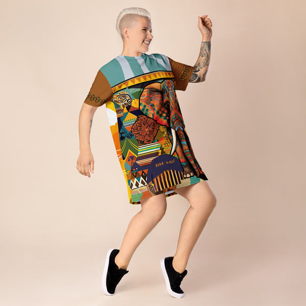 Elephant Mama Africa T-Shirt Dress